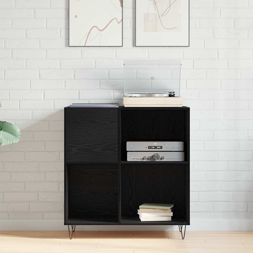 Schallplattenschrank mit Regal Schwarze Eiche 85 x 38 x 89 cm