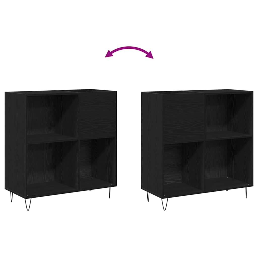 Schallplattenschrank mit Regal Schwarze Eiche 85 x 38 x 89 cm