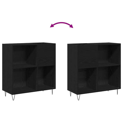 Schallplattenschrank mit Regal Schwarze Eiche 85 x 38 x 89 cm