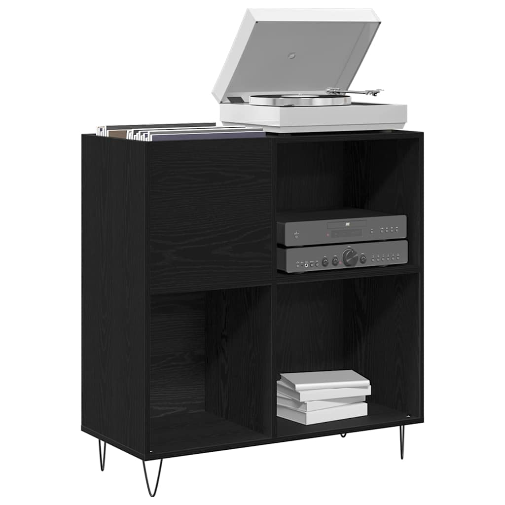 Schallplattenschrank mit Regal Schwarze Eiche 85 x 38 x 89 cm