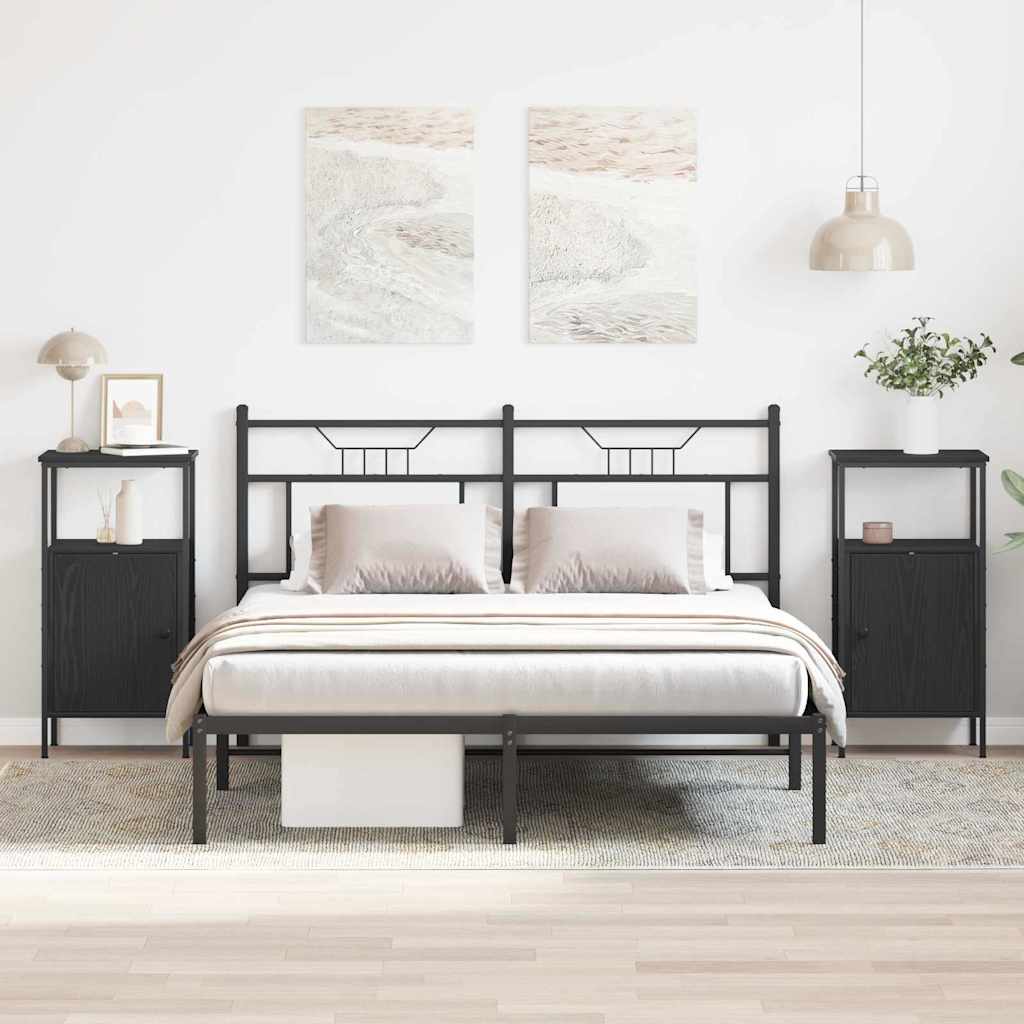 Nachttisch 2 pcs Schwarz Eichen-Optik 41 x 31 x 80 cm