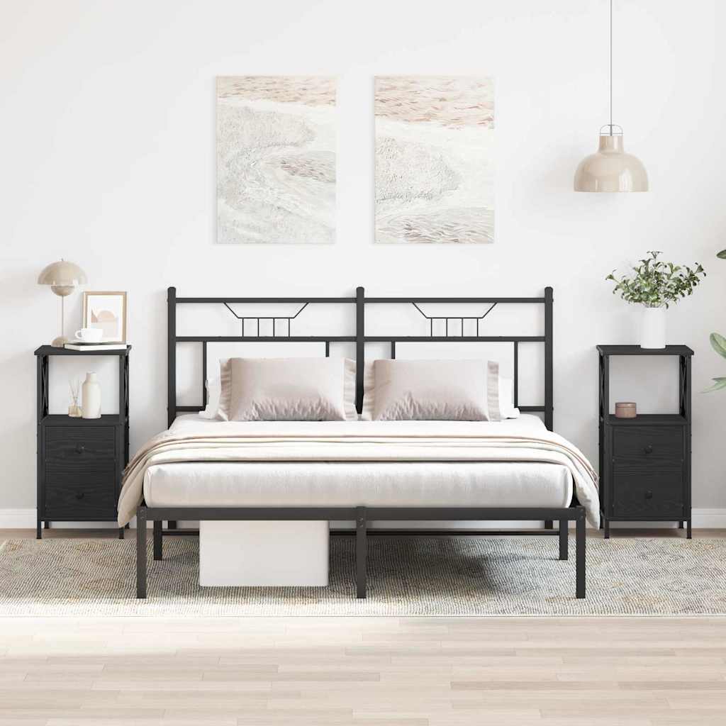 Nachttisch 2 pcs Schwarze Eiche 34 x 35.5 x 70 cm