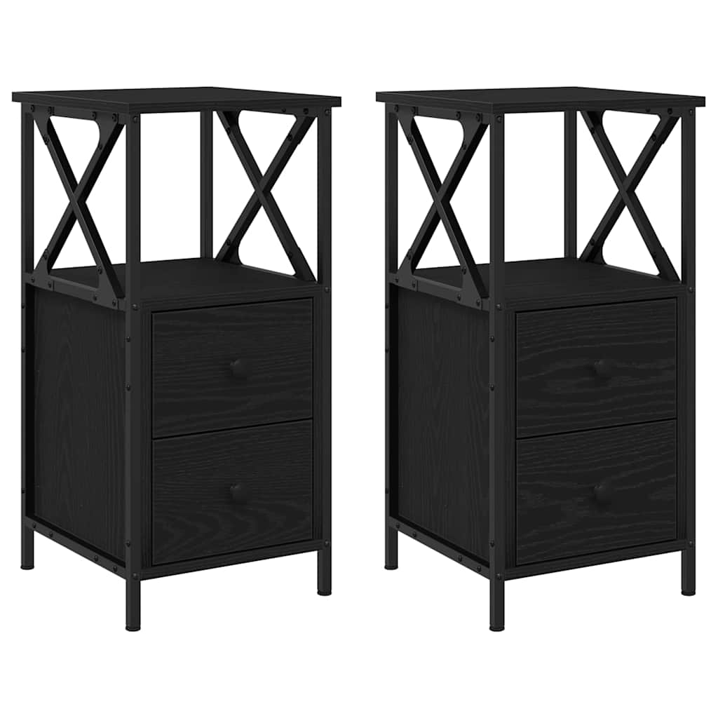Nachttisch 2 pcs Schwarze Eiche 34 x 35.5 x 70 cm