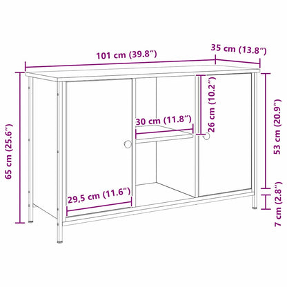 TV-Schrank Artisan Eiche 101x35x65 cm aus engineered Wood und Stahl
