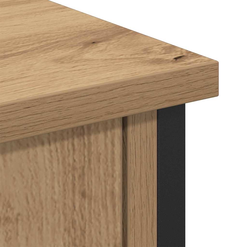TV-Schrank Schwarz Eiche 101x35x65 cm Engineered Wood und Stahl