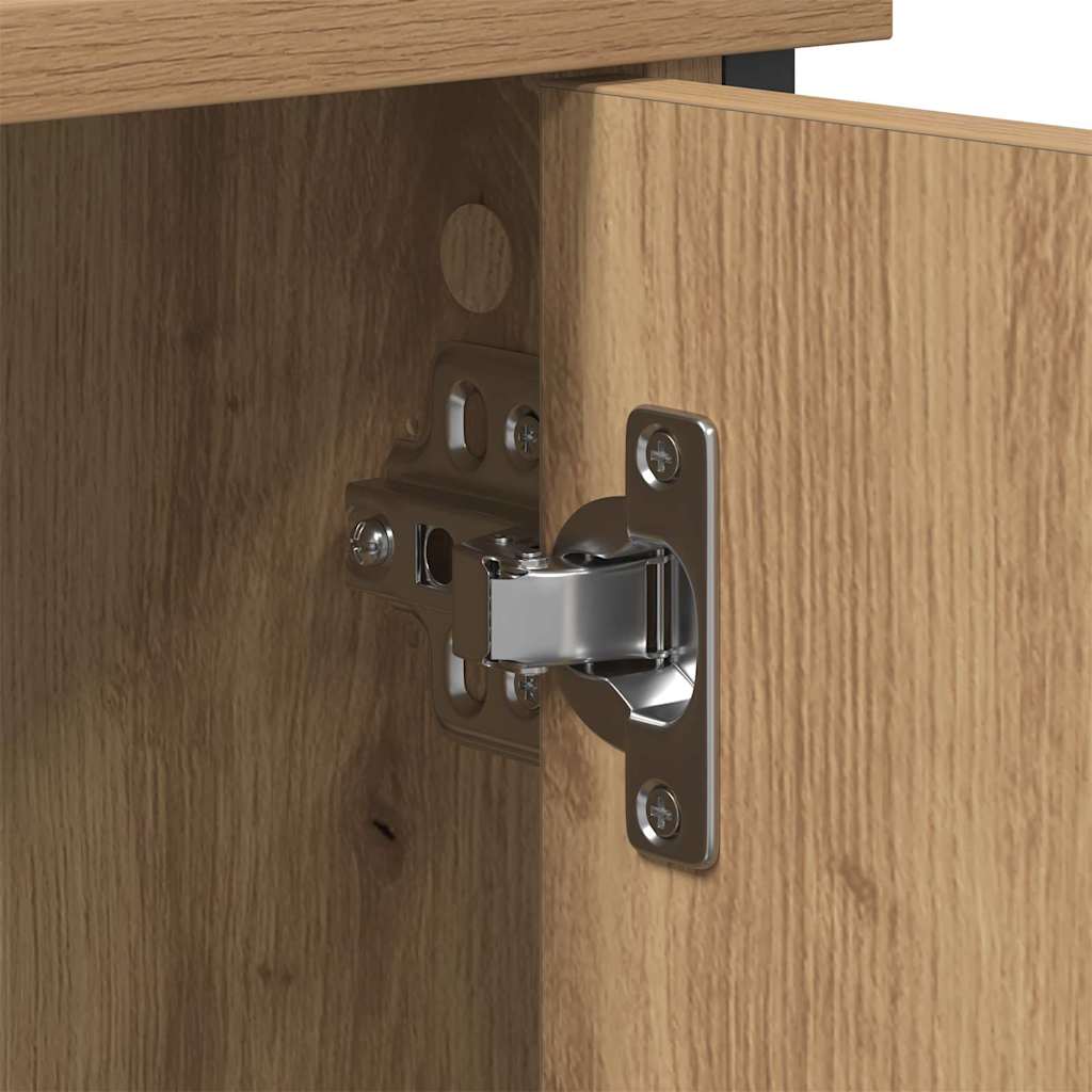 TV-Schrank Schwarz Eiche 101x35x65 cm Engineered Wood und Stahl