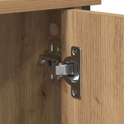 TV-Schrank Schwarz Eiche 101x35x65 cm Engineered Wood und Stahl