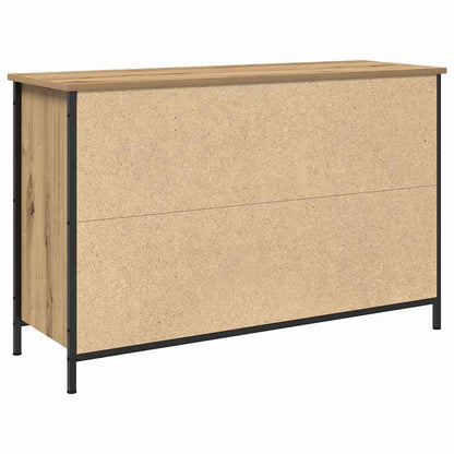 TV-Schrank Schwarz Eiche 101x35x65 cm Engineered Wood und Stahl