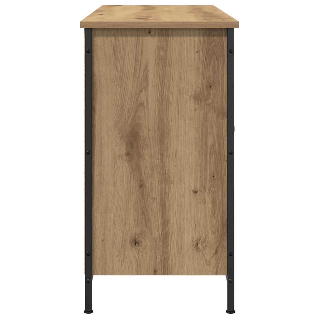 TV-Schrank Schwarz Eiche 101x35x65 cm Engineered Wood und Stahl