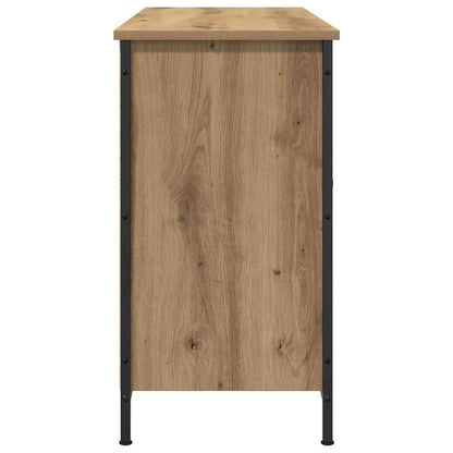 TV-Schrank Schwarz Eiche 101x35x65 cm Engineered Wood und Stahl