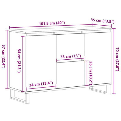 Sideboard Schwarz Eiche 104x35x70 cm Ingenieurholz