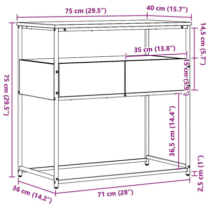 Konsolentisch Artisan-Eiche 75 x 40 x 75 cm Holzwerkstoff