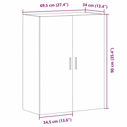 Wandmontierter Schrank Schwarze Eiche 69.5 x 34 x 90 cm
