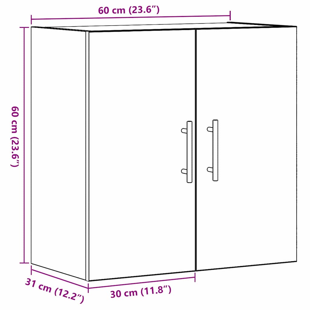 Wandschrank Schwarze Eiche 60 x 31 x 70 cm Holzwerkstoff