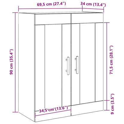 Wandmontierter Schrank Schwarze Eiche 69.5 x 34 x 90 cm