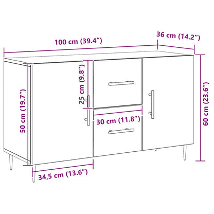 Sideboard Schwarze Eiche 100 x 36 x 60 cm Holzwerkstoff