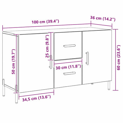Sideboard Schwarze Eiche 100 x 36 x 60 cm Holzwerkstoff