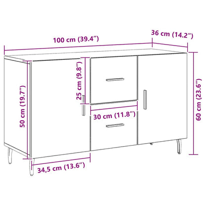 Sideboard Schwarze Eiche 100 x 36 x 60 cm Holzwerkstoff
