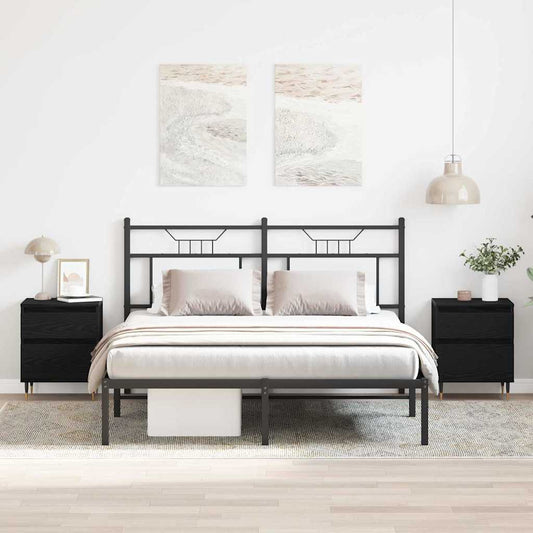 Nachttisch 2 pcs Schwarz Eichen-Optik 40 x 35 x 50 cm