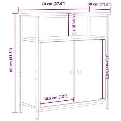 Sideboard Schwarze Eiche 70 x 30 x 80 cm Holzwerkstoff