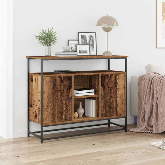 Sideboard Alteiche 100x35x80 cm Ingenieurholz und Stahl