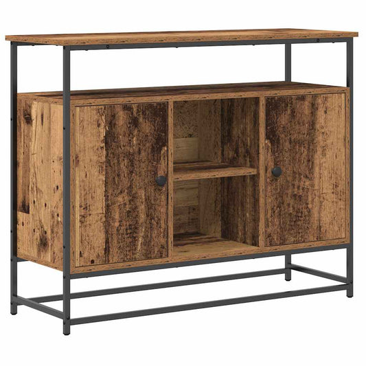 Sideboard Alteiche 100x35x80 cm Ingenieurholz und Stahl