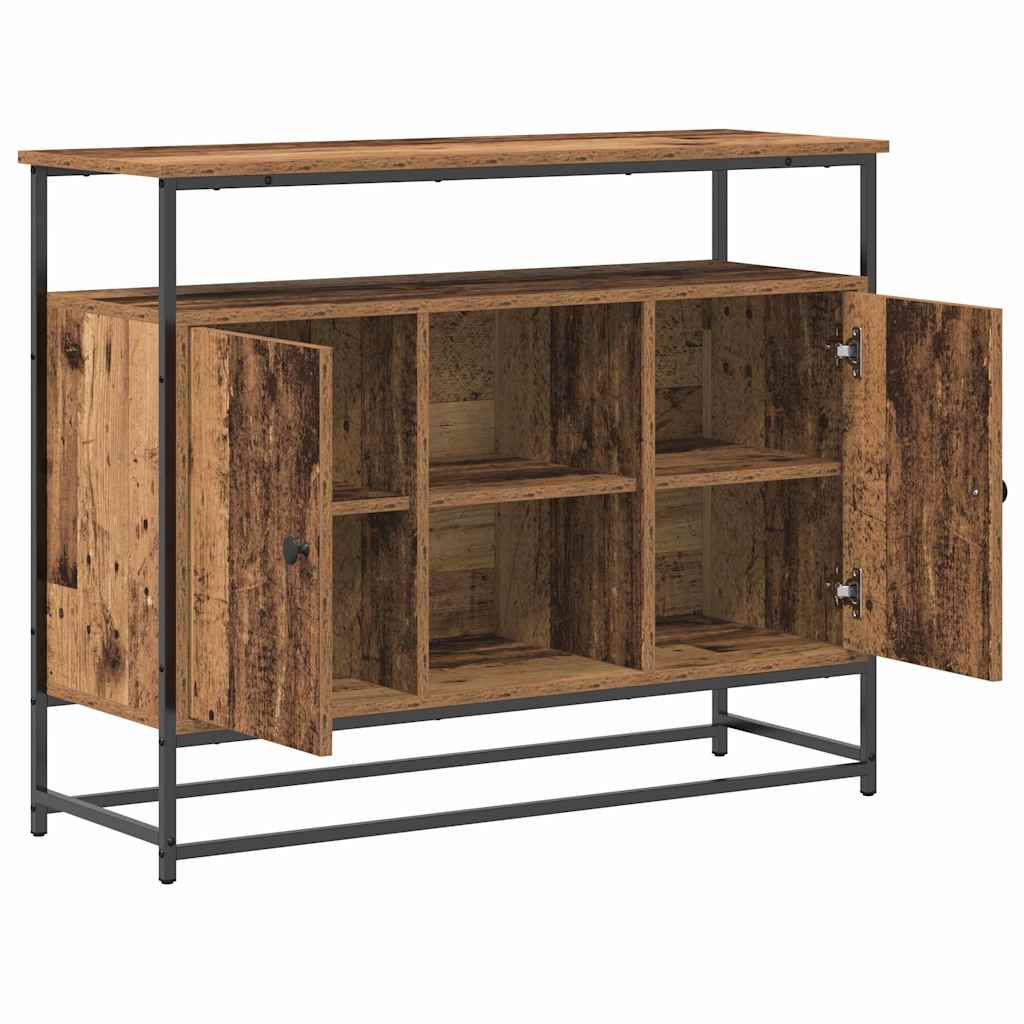 Sideboard Alteiche 100x35x80 cm Ingenieurholz und Stahl