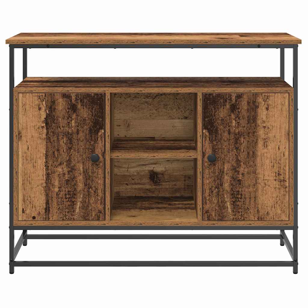 Sideboard Alteiche 100x35x80 cm Ingenieurholz und Stahl