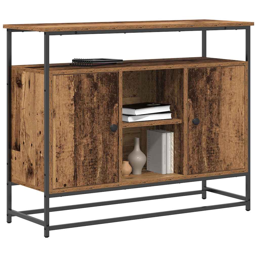 Sideboard Alteiche 100x35x80 cm Ingenieurholz und Stahl