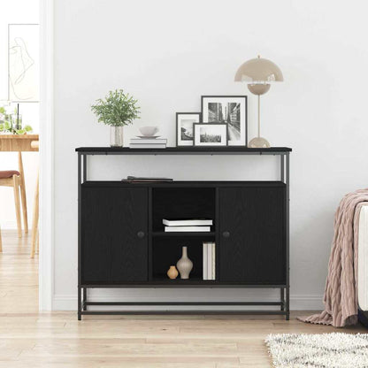 Sideboard Schwarze Eiche 100x35x80 cm Holzwerkstoff und Stahl