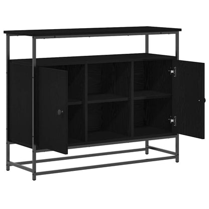 Sideboard Schwarze Eiche 100x35x80 cm Holzwerkstoff und Stahl