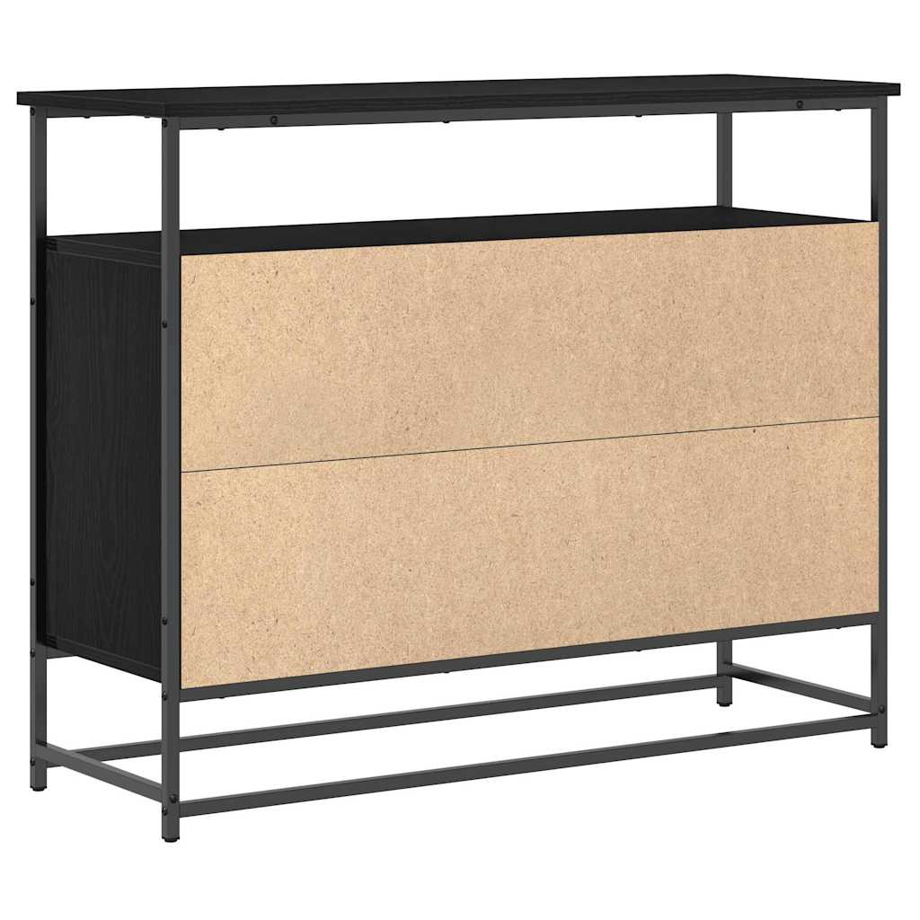 Sideboard Schwarze Eiche 100x35x80 cm Holzwerkstoff und Stahl