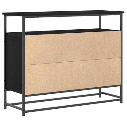 Sideboard Schwarze Eiche 100x35x80 cm Holzwerkstoff und Stahl