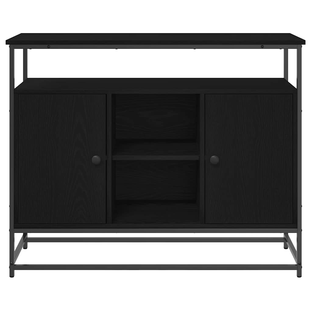 Sideboard Schwarze Eiche 100x35x80 cm Holzwerkstoff und Stahl