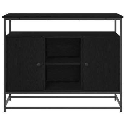 Sideboard Schwarze Eiche 100x35x80 cm Holzwerkstoff und Stahl