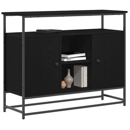 Sideboard Schwarze Eiche 100x35x80 cm Holzwerkstoff und Stahl