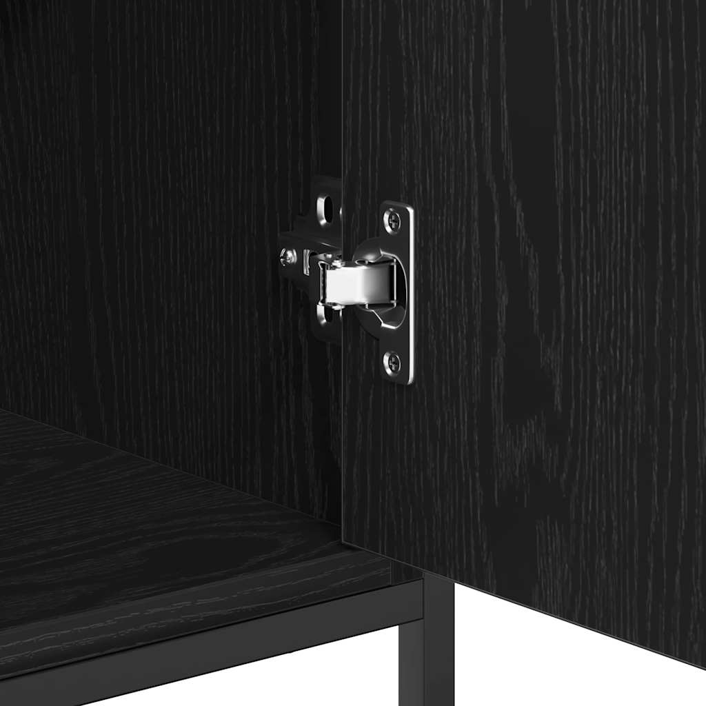 Sideboard Schwarz Eiche 69x35x80 cm Schichtholz und Stahl