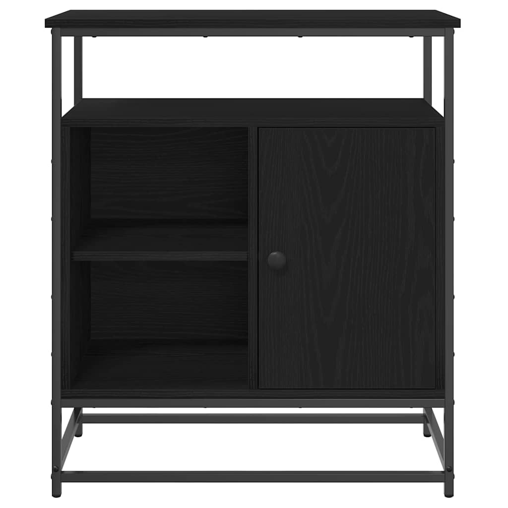 Sideboard Schwarz Eiche 69x35x80 cm Schichtholz und Stahl