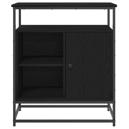 Sideboard Schwarz Eiche 69x35x80 cm Schichtholz und Stahl