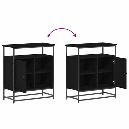 Sideboard Schwarz Eiche 69x35x80 cm Schichtholz und Stahl
