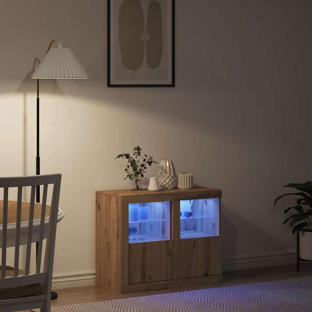 Beistellschrank 2 pcs Eiche handwerklich 41 x 37 x 67 cm