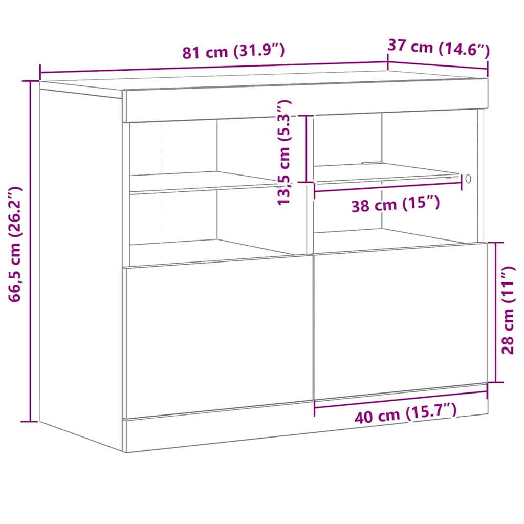 Sideboard Schwarz 81 x 37 x 67 cm Holzwerkstoff