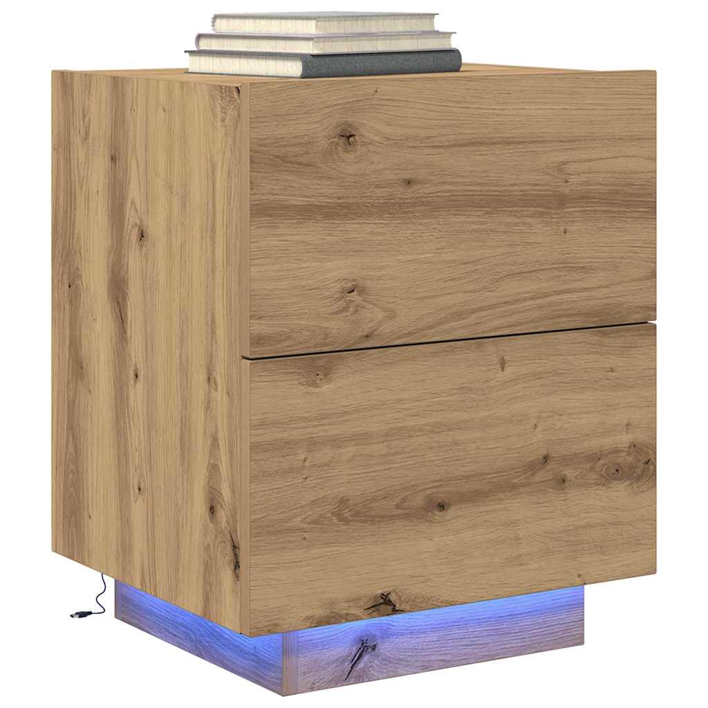 Nachttisch 2 pcs Eiche handwerklich 45 x 40 x 55 cm