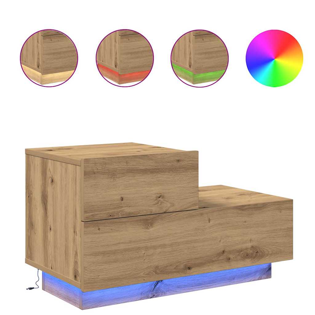 Nachttisch Eiche handwerklich 70 x 36 x 40.5 cm Holzwerkstoff