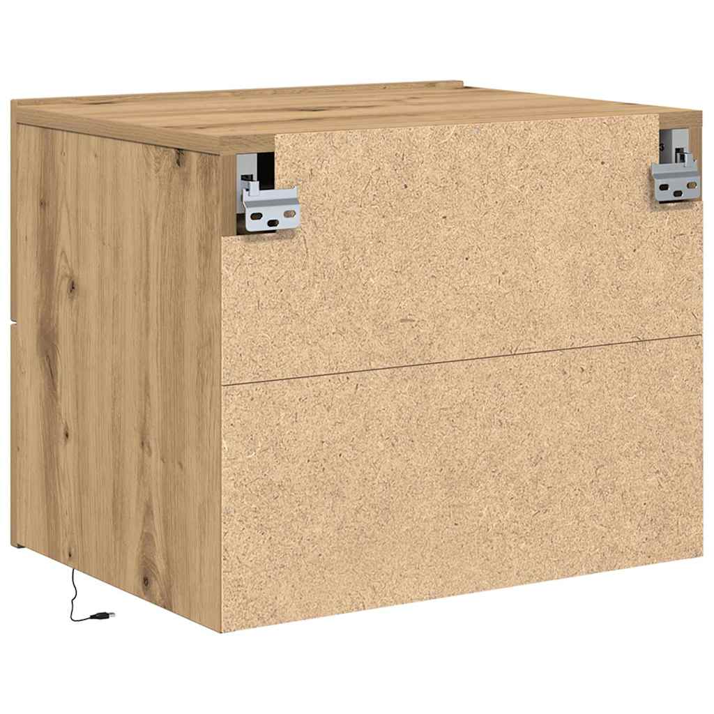 Wandmontierter Nachtschrank Eiche handwerklich 50 x 39 x 41 cm