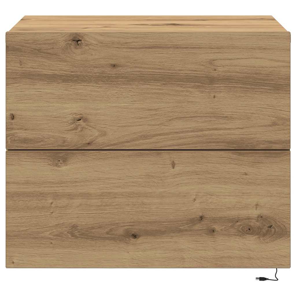 Wandmontierter Nachtschrank Eiche handwerklich 50 x 39 x 41 cm
