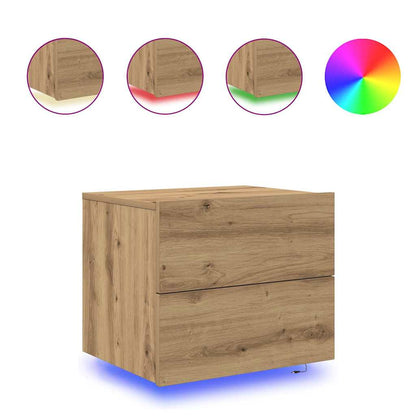 Wandmontierter Nachtschrank Eiche handwerklich 50 x 39 x 41 cm
