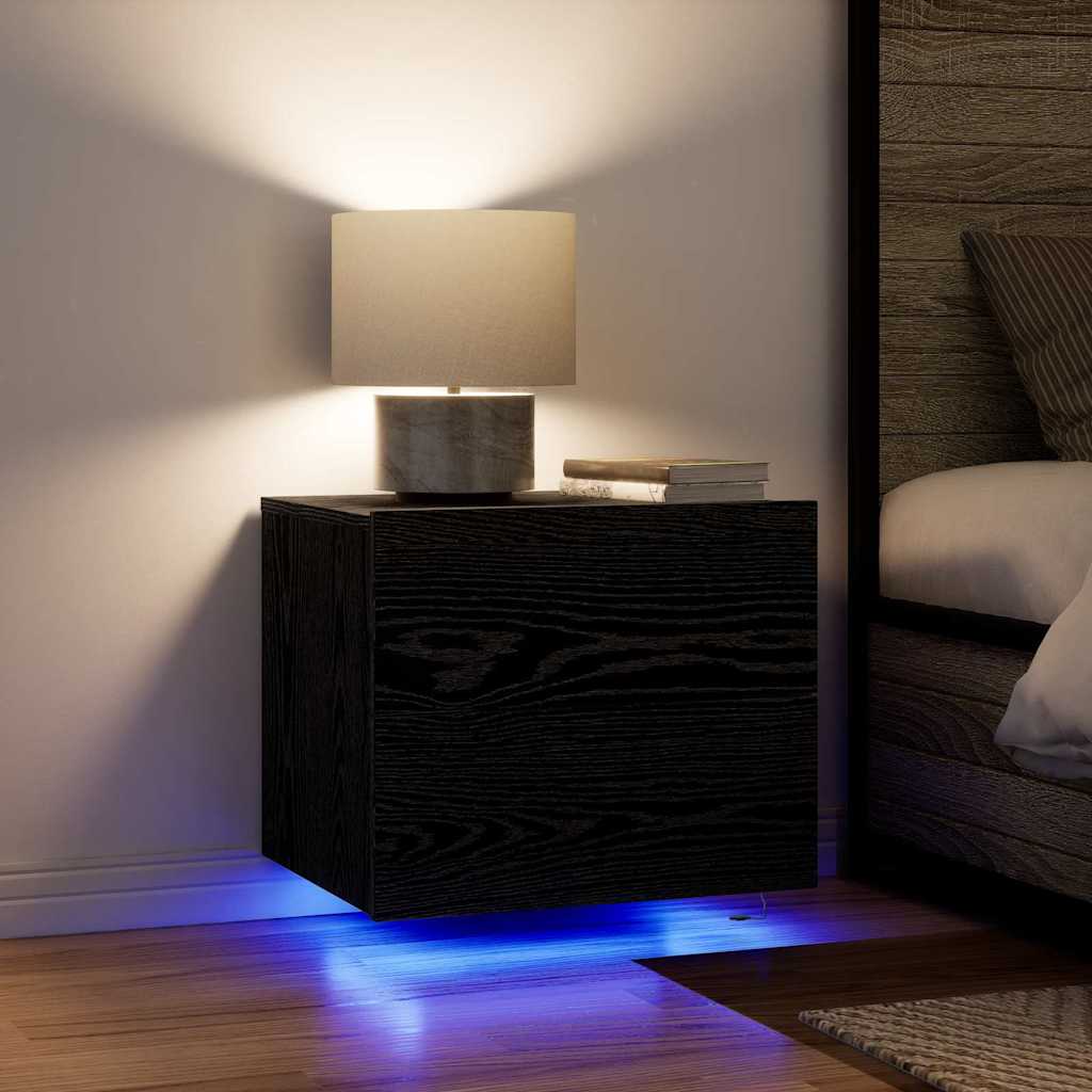 Wandmontierter Nachtschrank Schwarze Eiche 50 x 39 x 41 cm