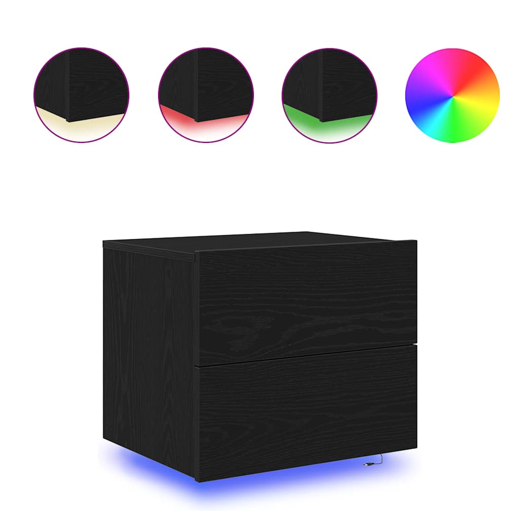 Wandmontierter Nachtschrank Schwarze Eiche 50 x 39 x 41 cm