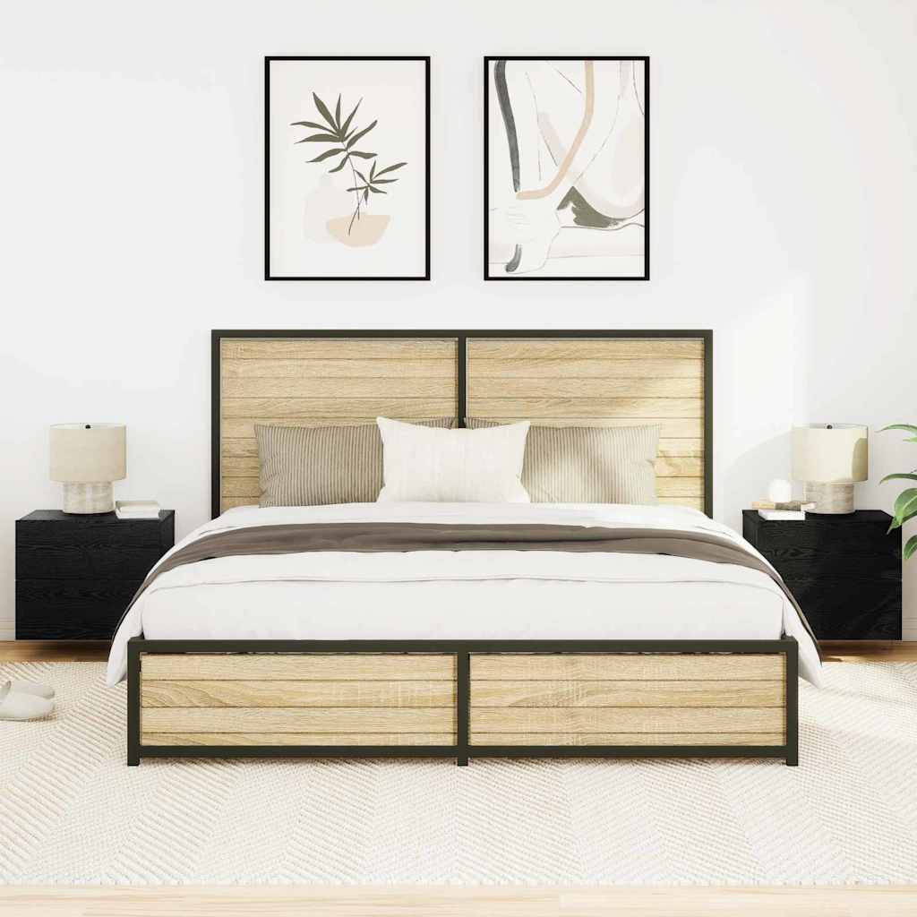 Wandmontierter Nachtschrank mit Schubladen 2 pcs Schwarze Eiche